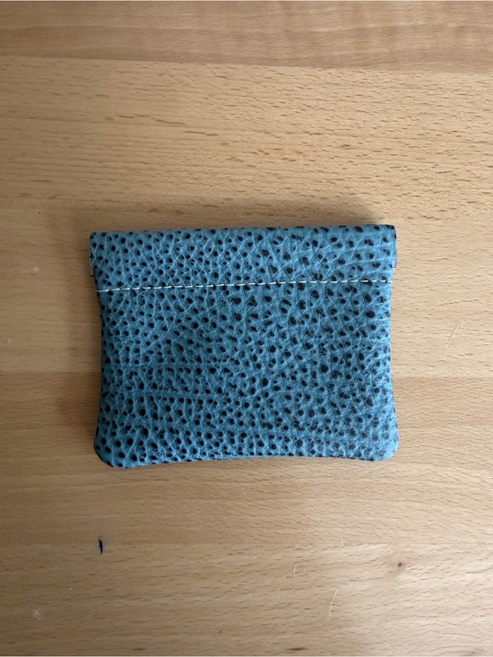 H Handbags - H pinch wallet coin purse blue Jean genuine buffalo leather contrast stitching